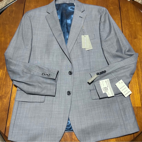 Michael Kors Mens 44R Kris Wool Blend Suit Jacket Blue Gray Windowpane NWT - Picture 4 of 16